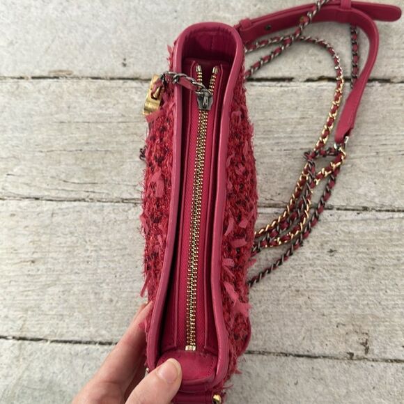 Vintage Y2K Pink Preppy Tweed 2 Way Shoulder Crossbody Bag - Picture 5 of 10